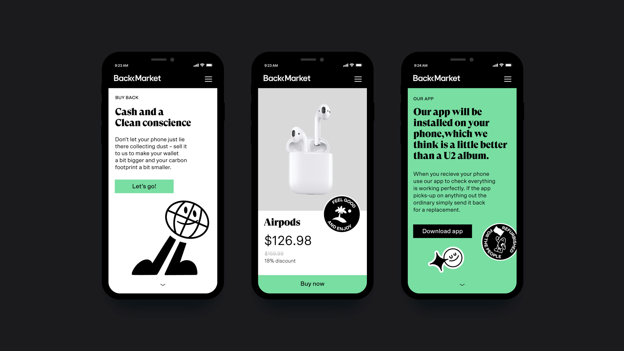 Back Market電子設備翻新服務商公司vi設計,APP設計